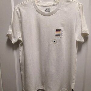 VANS Women's White Short Sleeves Tee Shirt w/Logo on Front/Back - Size Medium